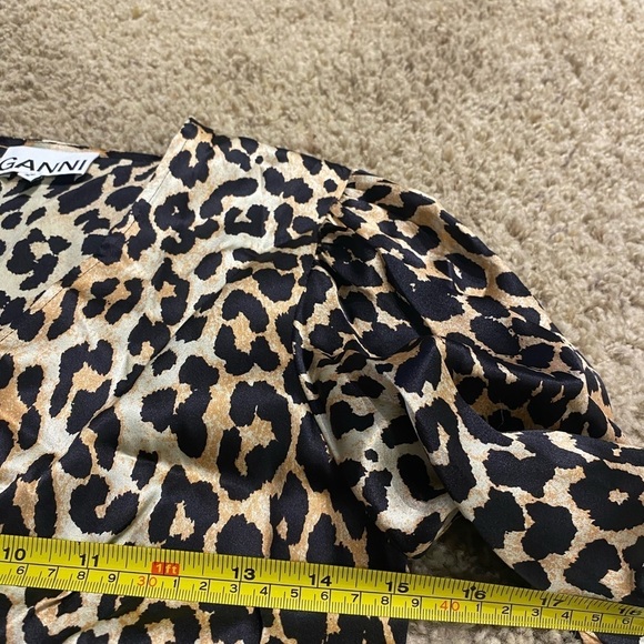 Ganni Women’s Leopard Printed Silk Wrap Dress Tan & Brown Size 36 Maxi - Picture 10 of 12